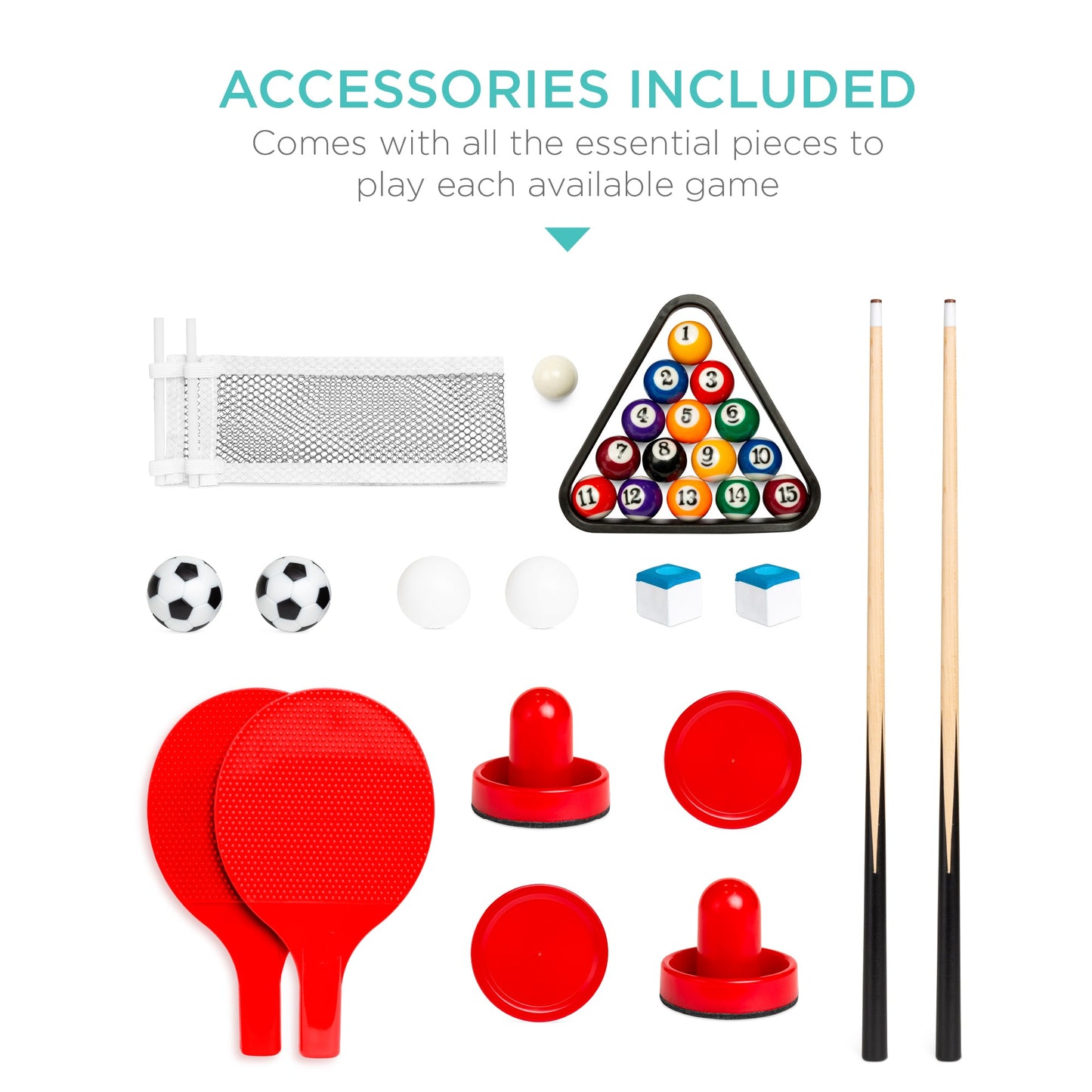 4-in-1 Multi Game Table Set w/ Air Hockey, Table Tennis, Billiards, Foosball