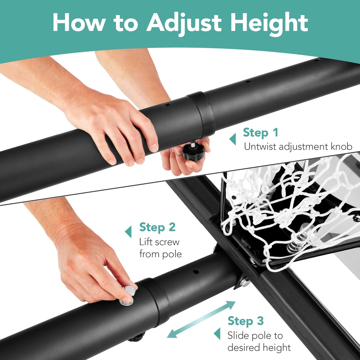 Adjustable Regulation-Size Basketball Hoop w/ Fillable Base, 2 Wheels