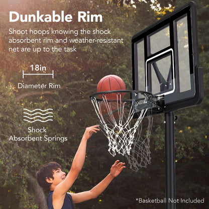 Adjustable Regulation-Size Basketball Hoop w/ Fillable Base, 2 Wheels