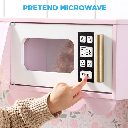 Pretend Play Cottage Kitchen Wooden Toy Set for Kids w/ 5 Accessories