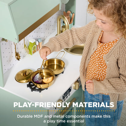 Pretend Play Cottage Kitchen Wooden Toy Set for Kids w/ 5 Accessories