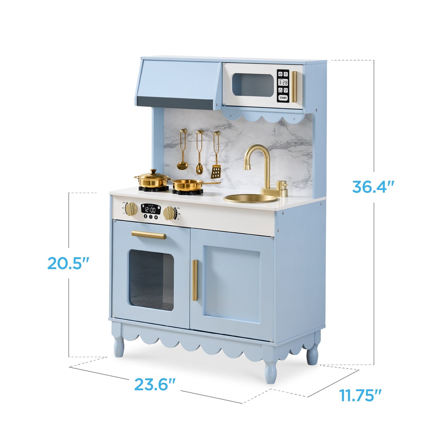 Pretend Play Cottage Kitchen Wooden Toy Set for Kids w/ 5 Accessories