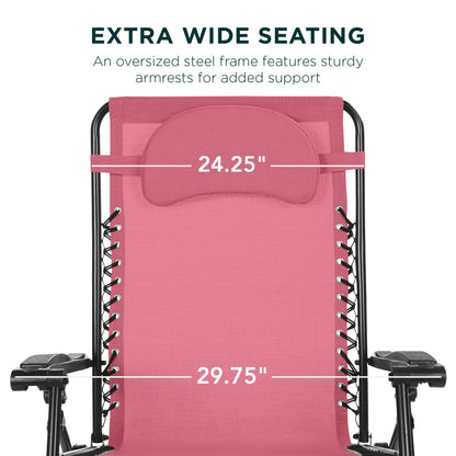 Oversized Reclining Zero Gravity Chair Lounger w/ Cup Holder, Pillow