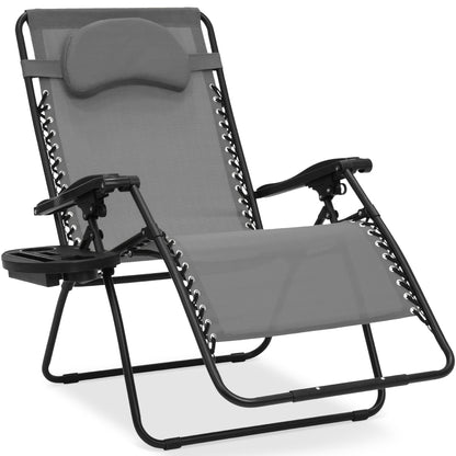 Oversized Reclining Zero Gravity Chair Lounger w/ Cup Holder, Pillow