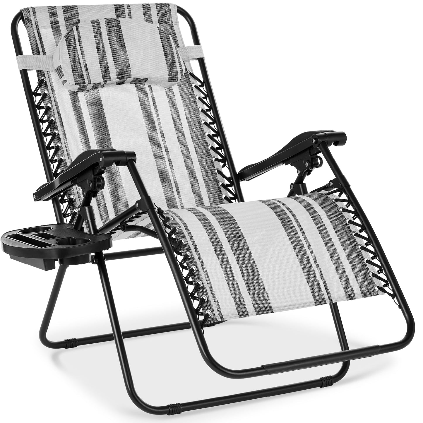 Oversized Reclining Zero Gravity Chair Lounger w/ Cup Holder, Pillow