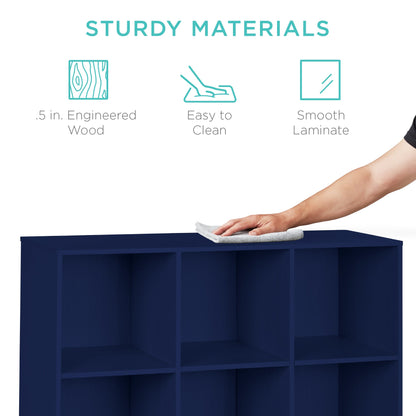 9-Cube Bookshelf Storage Display w/ 3 Removable Panels, Customizable Design