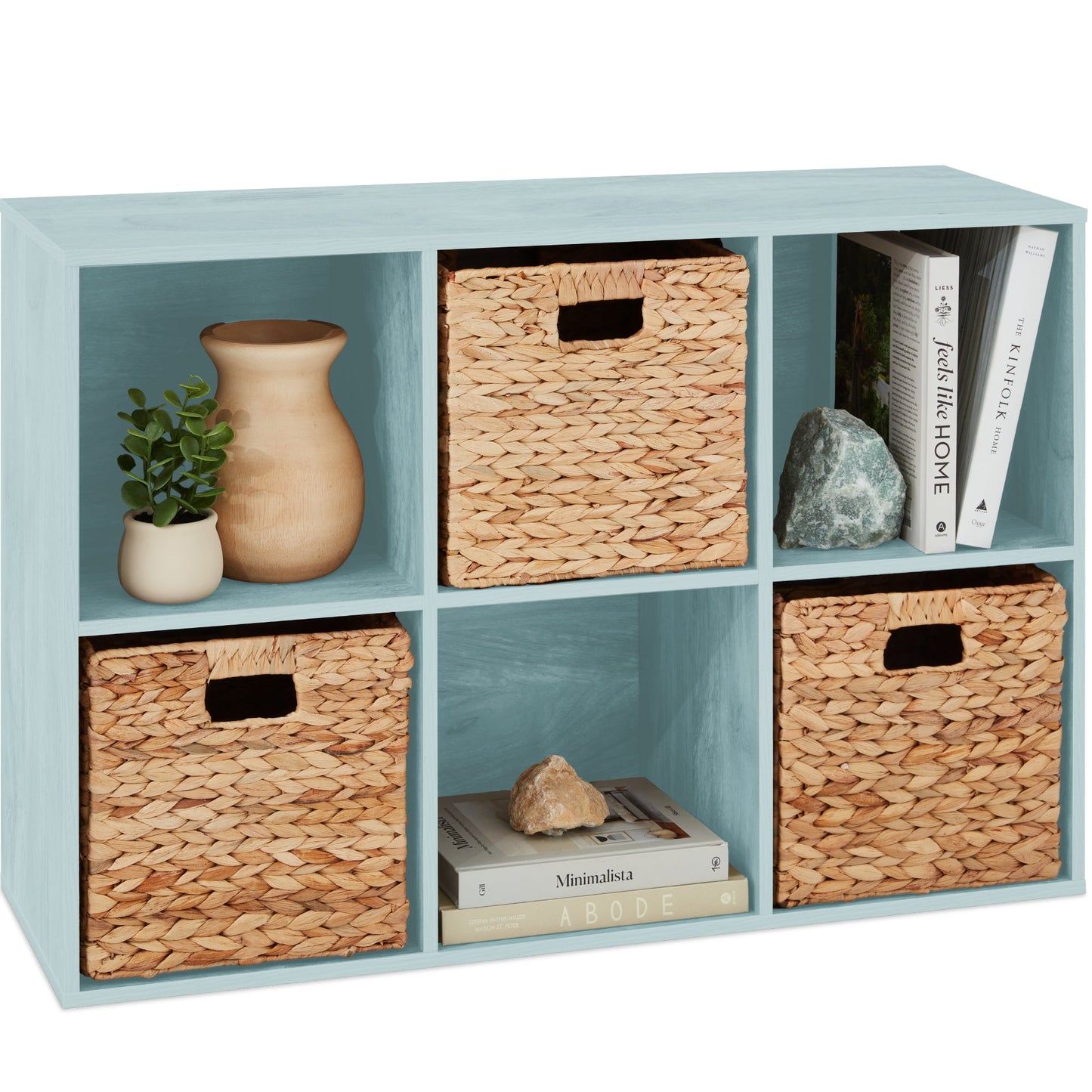 6-Cube Bookshelf, 13.5in Storage Display w/ Removable Panels, Customizable