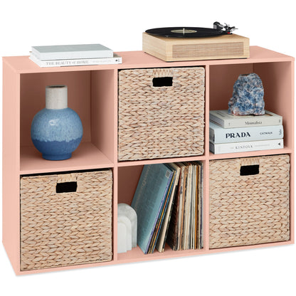 6-Cube Bookshelf, 13.5in Storage Display w/ Removable Panels, Customizable