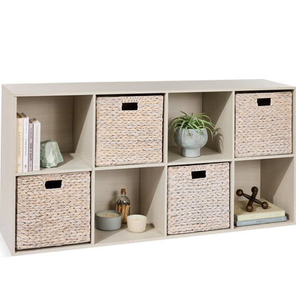 8-Cube Bookshelf, 11in Storage Display w/ Removable Panels, Customizable