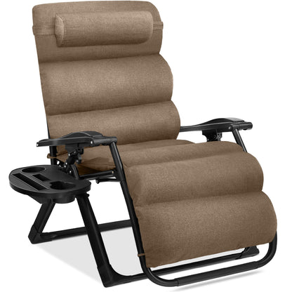 Oversized Zero Gravity Chair, Folding Outdoor Recliner w/ Removable Cushion