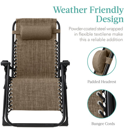 Oversized Zero Gravity Chair, Folding Outdoor Recliner w/ Removable Cushion