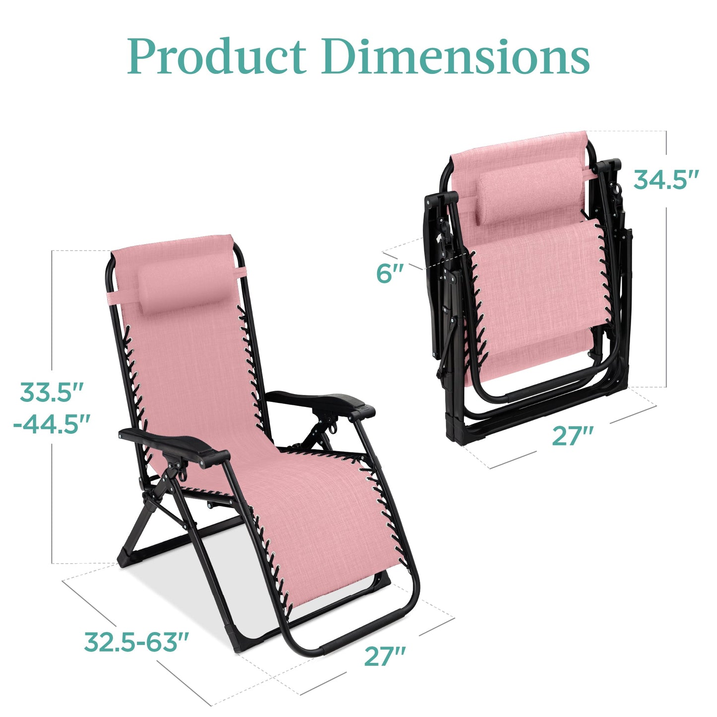 Oversized Zero Gravity Chair, Folding Outdoor Recliner w/ Removable Cushion