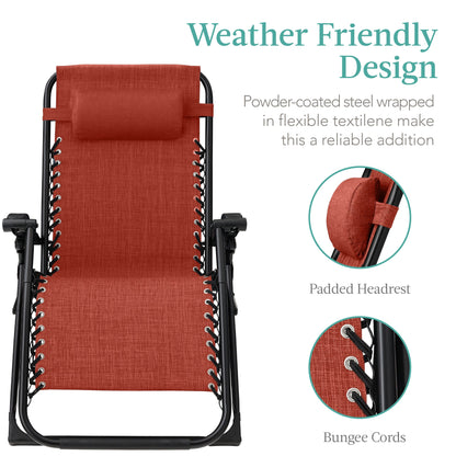 Oversized Zero Gravity Chair, Folding Outdoor Recliner w/ Removable Cushion