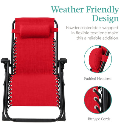 Oversized Zero Gravity Chair, Folding Outdoor Recliner w/ Removable Cushion