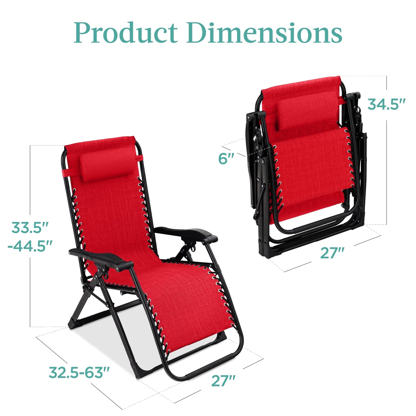 Oversized Zero Gravity Chair, Folding Outdoor Recliner w/ Removable Cushion