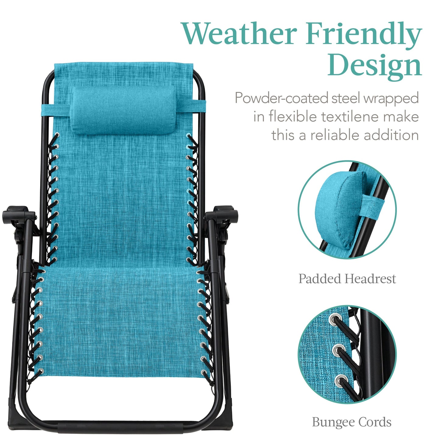 Oversized Zero Gravity Chair, Folding Outdoor Recliner w/ Removable Cushion