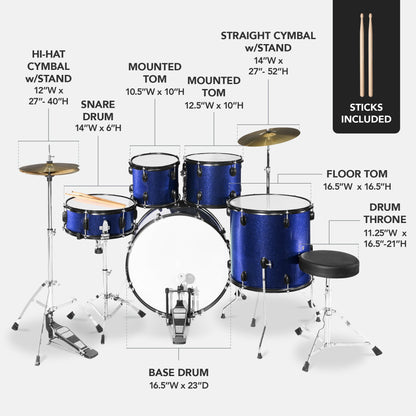5-Piece Full Size Drum Set For Adults