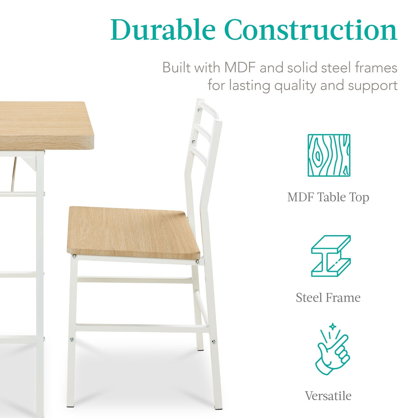 3-Piece Modern Square Dining Set w/ Storage Rack