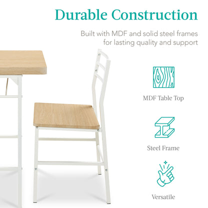 3-Piece Modern Square Dining Set w/ Storage Rack