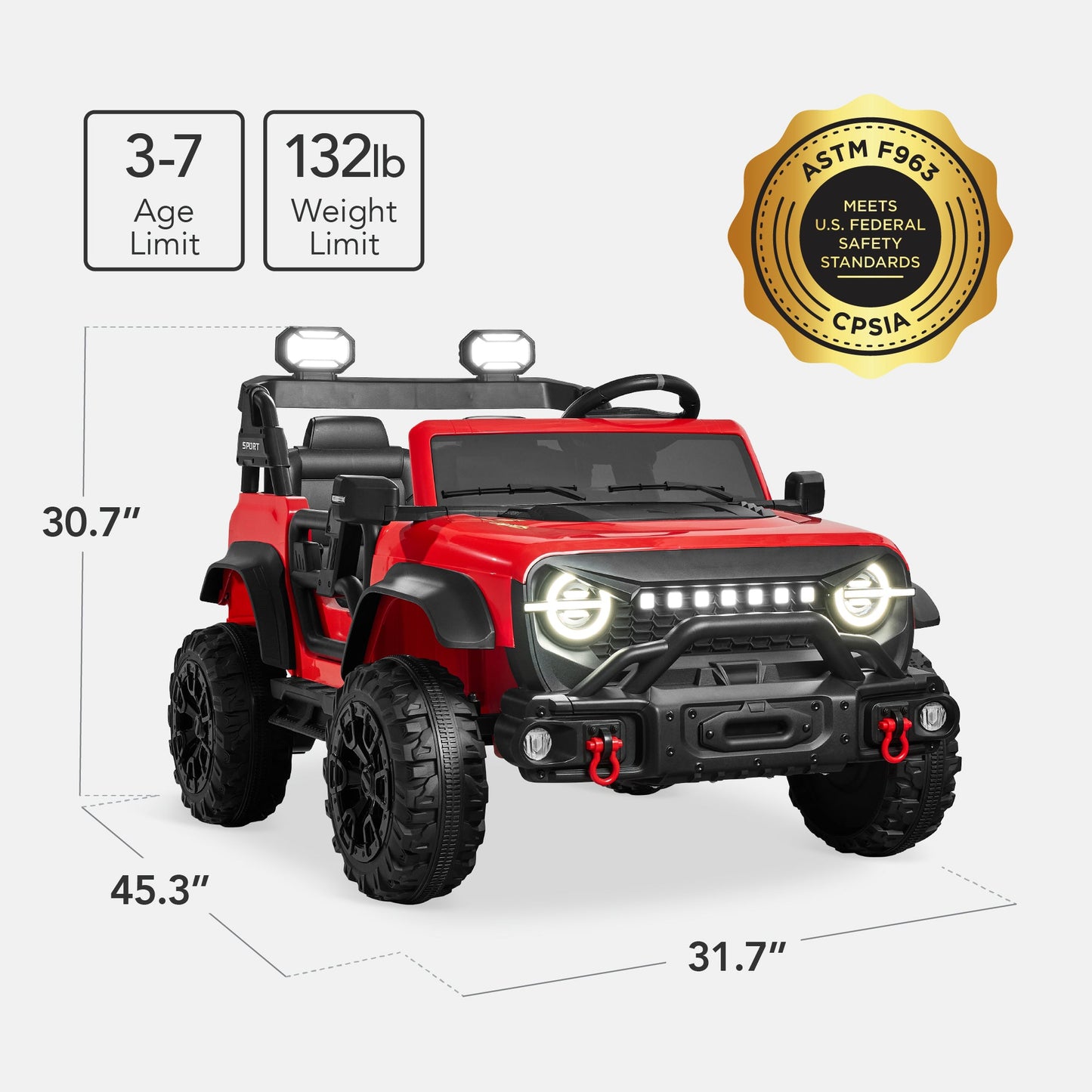 24V 2-Seater Electric Ride-On Car Truck w/ Parent Control, Bluetooth