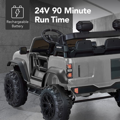 24V 2-Seater Electric Ride-On Car Truck w/ Parent Control, Bluetooth