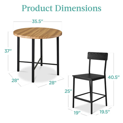5-Piece Modern Round Counter Height Dining Set w/ 4 Chairs