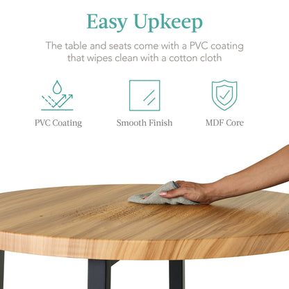 5-Piece Modern Round Counter Height Dining Set w/ 4 Chairs