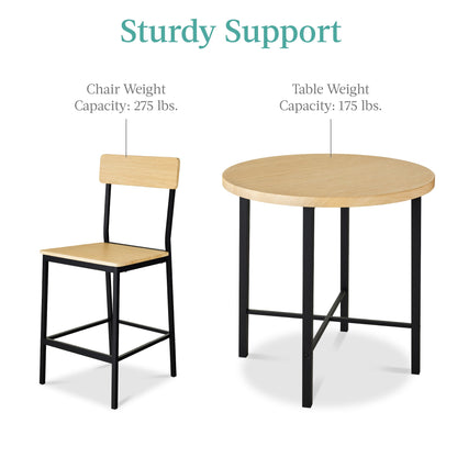 5-Piece Modern Round Counter Height Dining Set w/ 4 Chairs