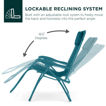 Oversized Reclining Zero Gravity Chair Lounger w/ Cup Holder, Pillow