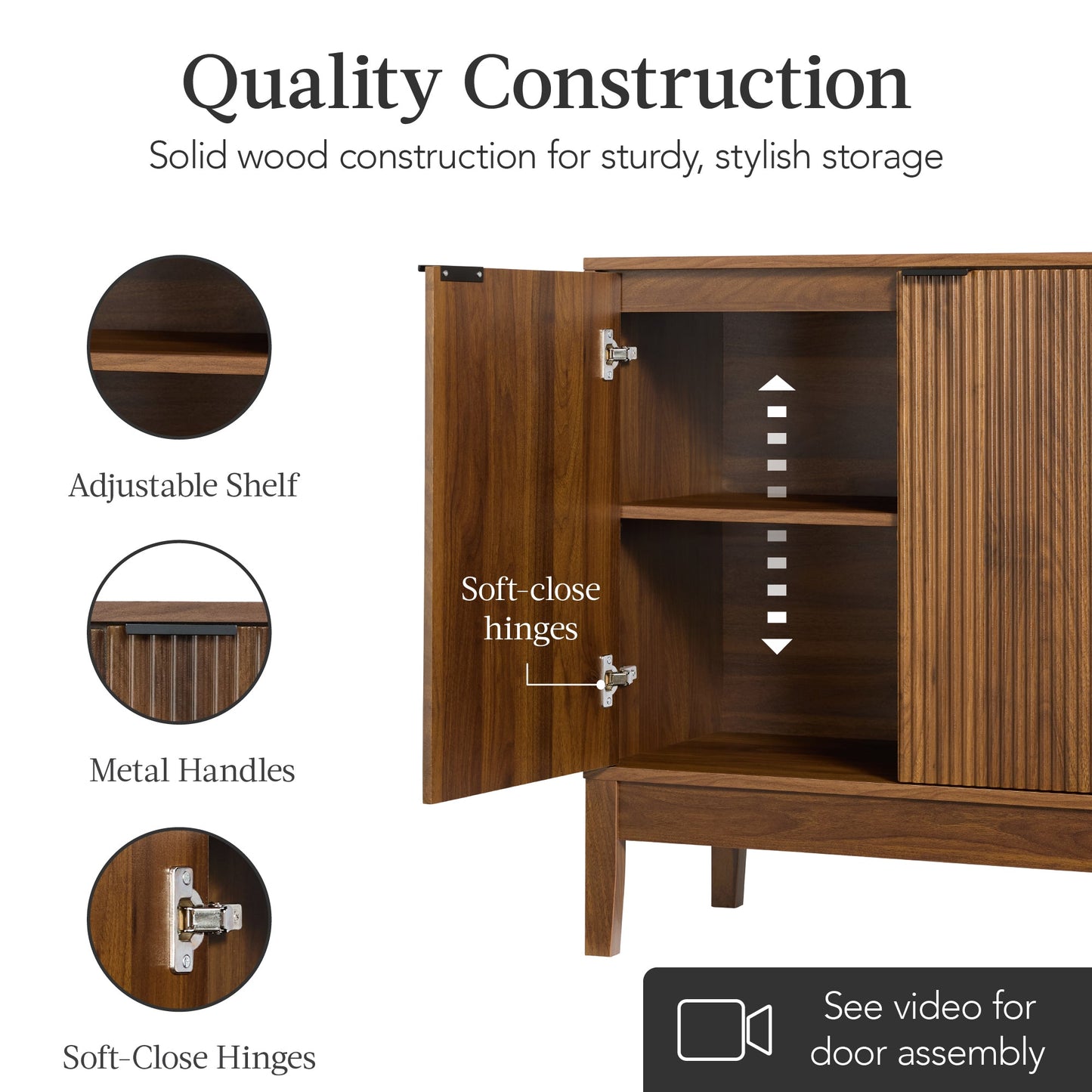 2-Door Reeded Storage Cabinet, Accent Furniture, Sideboard